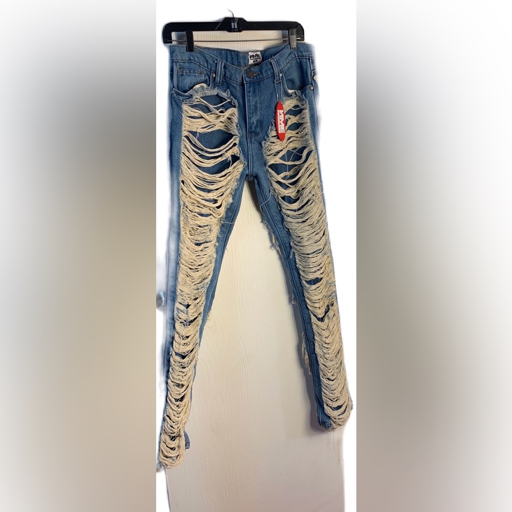 NME Jeans - Busy - Super Distressed NWOT. Sz 34. Super Skinny.